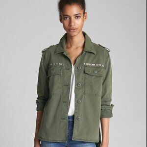 Gap Embroidered Chest Pocket Utility Jacket, Army Green Women's Small, EUC
